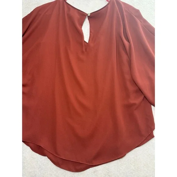 White House Black Market Rust Layered Kimono Sleeve Flowy Top Shirt S - Picture 5 of 10